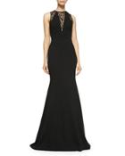 Lace & Jersey Trumpet Gown