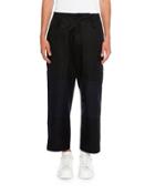 Colorblock Cropped Wide-leg Cargo Pants, Black/navy