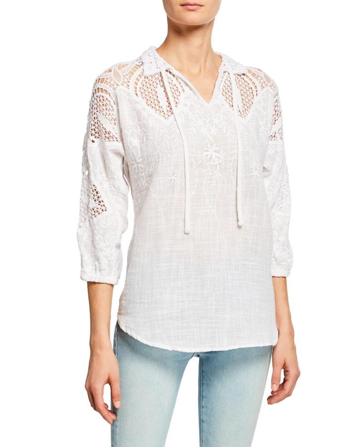 Jill Crochet Tie-neck Blouse