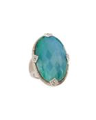 Lisse Elongated Doublet Ring, Malachite/moonstone,