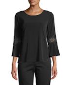Bell-sleeve Lace-trim Blouse