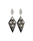 Spiked Lattice Crystal Drop Earrings, Black