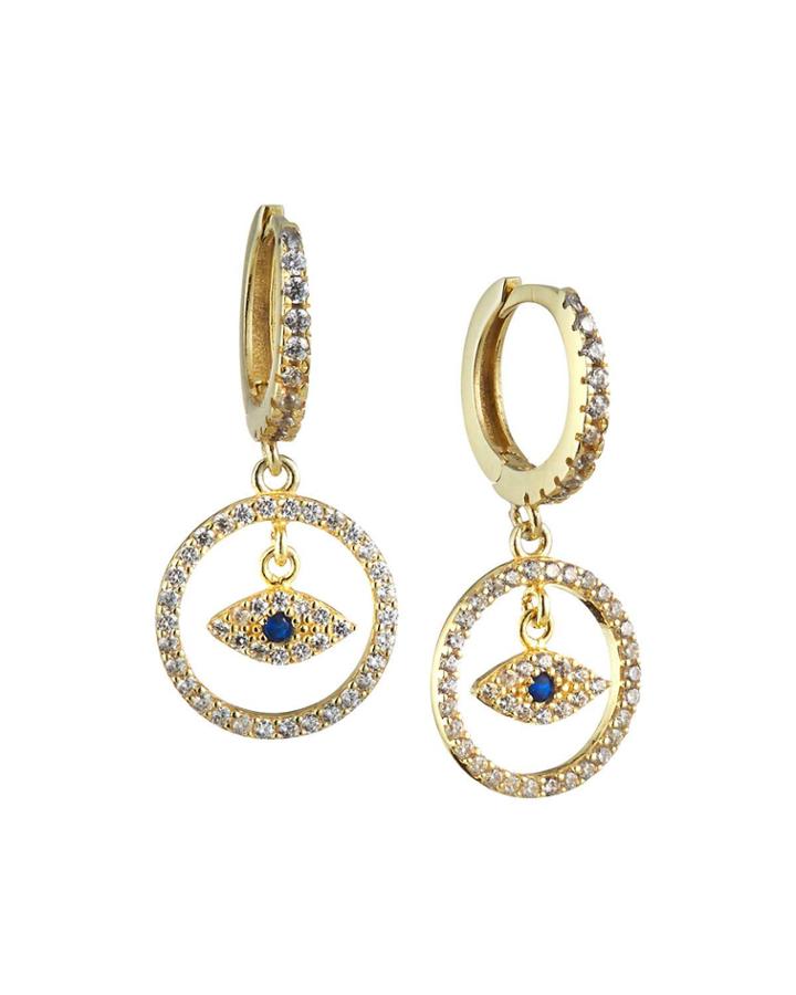 Evil Eye Hoop-drop Huggie Earrings
