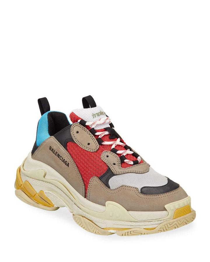 Men's Triple S Mesh & Leather Colorblock