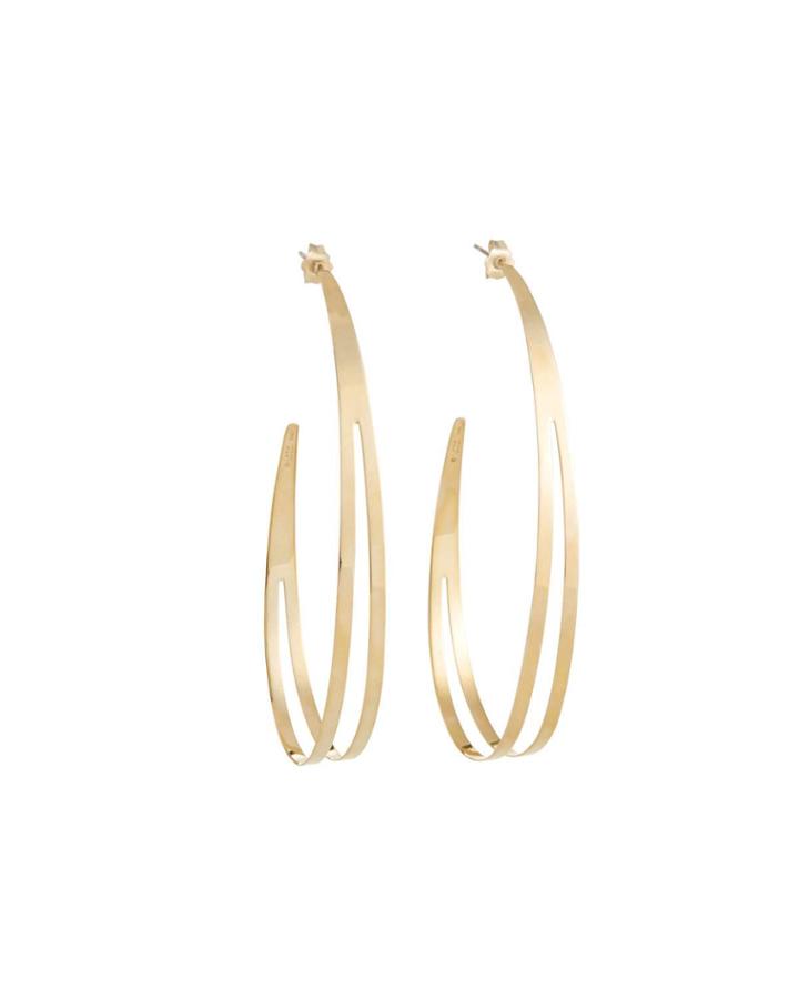 14k Large Double Flat Hoop Earrings