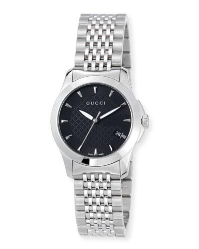 27mm G-timeless Small Stainless Steel Bracelet Watch, Black