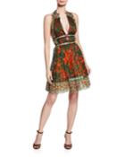 Belted Printed Fit-and-flare Dress