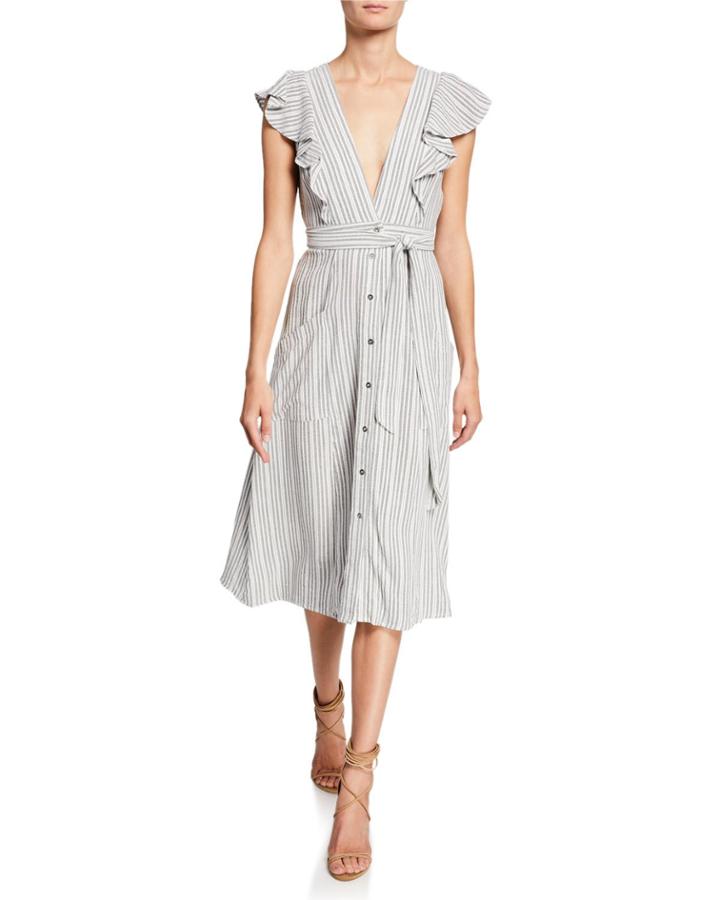 Kika Striped Button-down A-line Dress