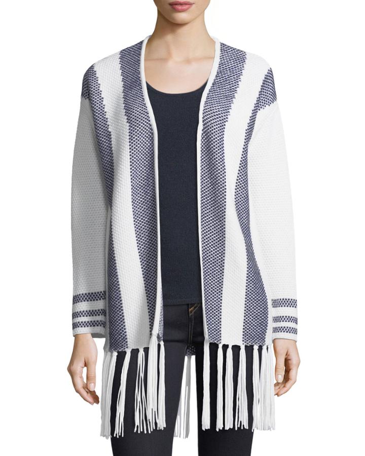 Cashmere Intarsia Open-front Cardigan