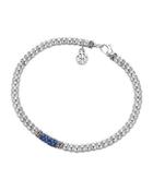 Bedeg Silver Lava Beaded Blue Sapphire Bracelet,