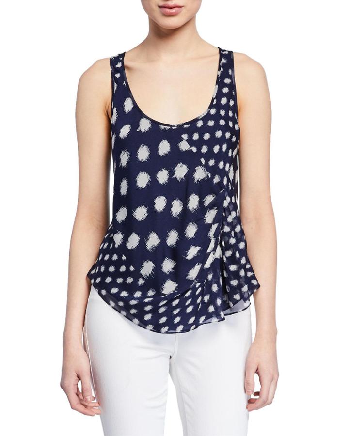 Harlie Dot Printed Tank With Ruffle Detail