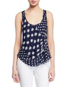 Harlie Dot Printed Tank With Ruffle Detail