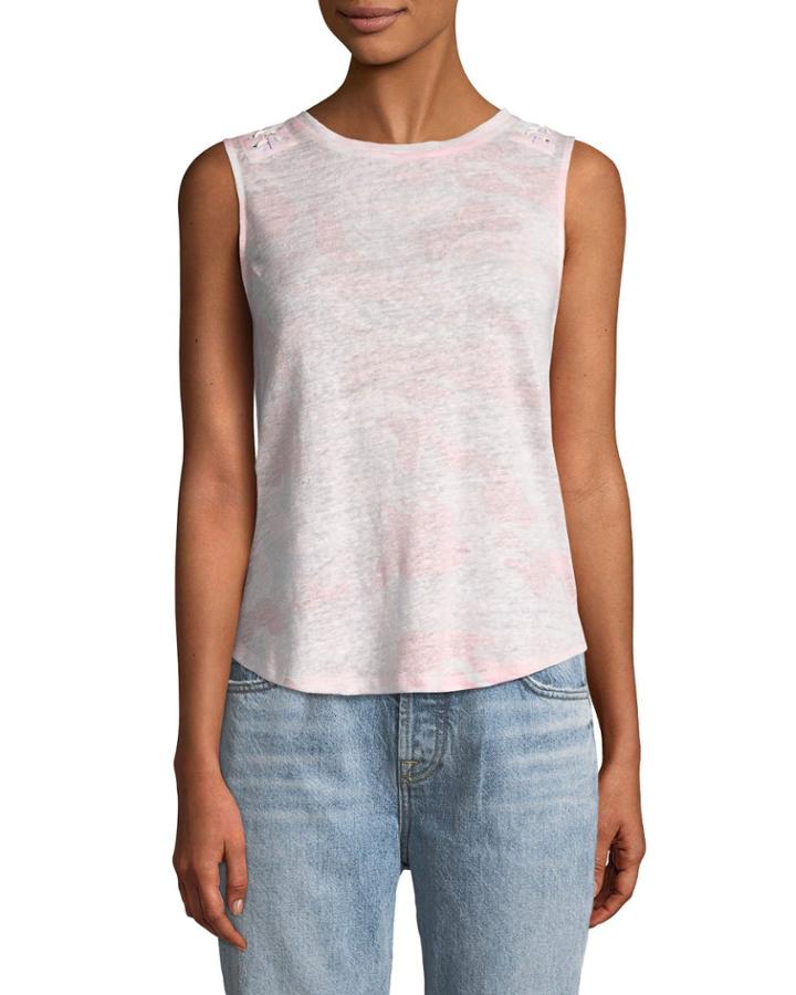 Camden Lace-up Linen Crewneck Tank