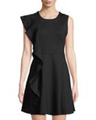 Asymmetric Ruffled Fit-&-flare Dress