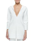 Hooded Deep V-neck Tunic, Optic White