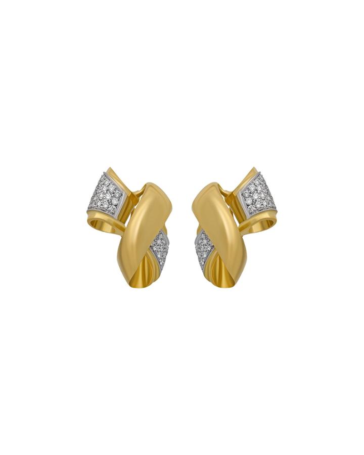 18k Yellow Gold Diamond Loop Post Earrings