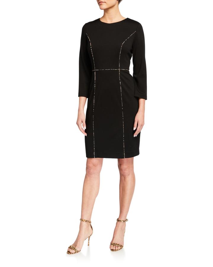 Ponte Contrast Piping Dress