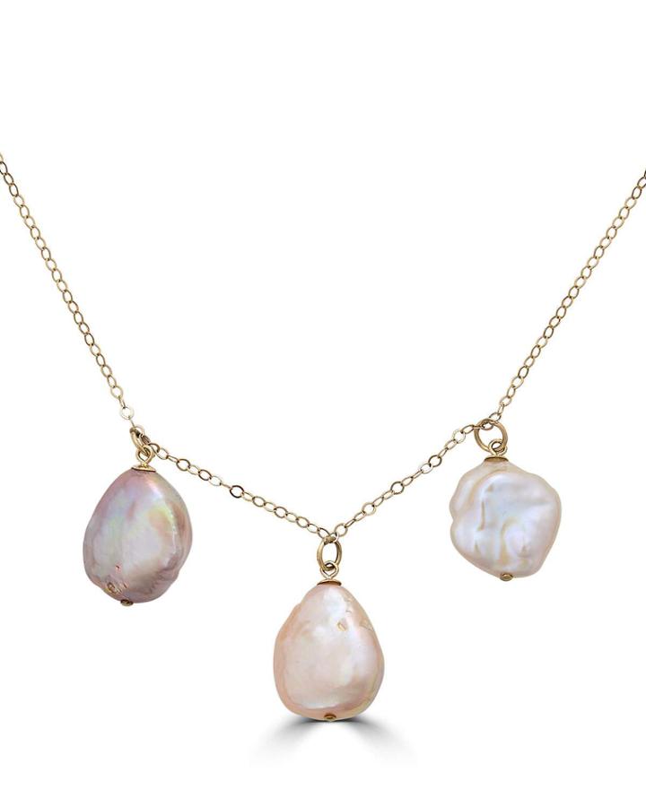 14k Baroque 3-pearl Necklace