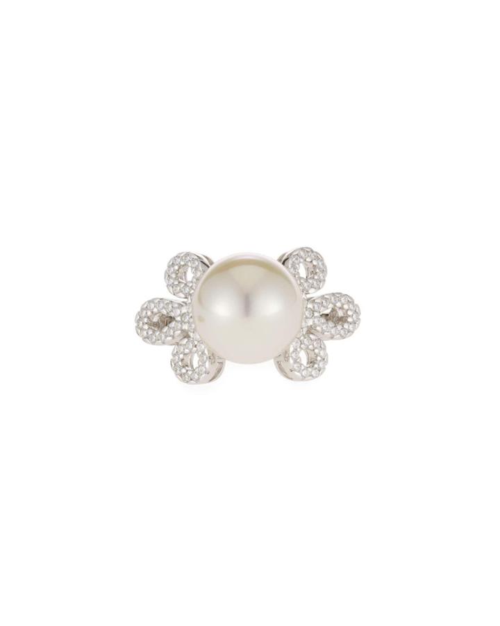 11mm Pearl & Cubic Zirconia Ring