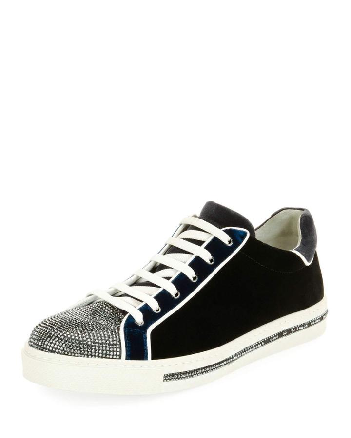 Velvet Embellished Lace-up