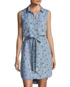 Rosa Floral-print Chambray Dress