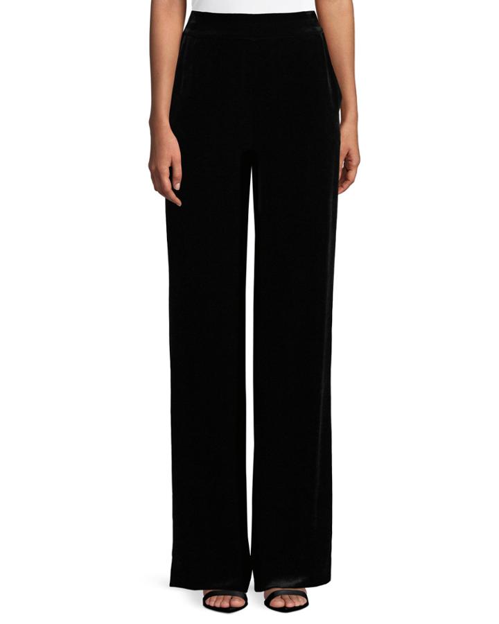 Velvet Straight-leg Pants
