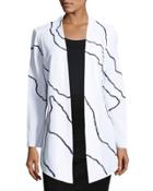 Contrast-pattern Knit Jacket, White/black