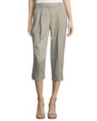 Pleated-front Slouch Capri Pants,
