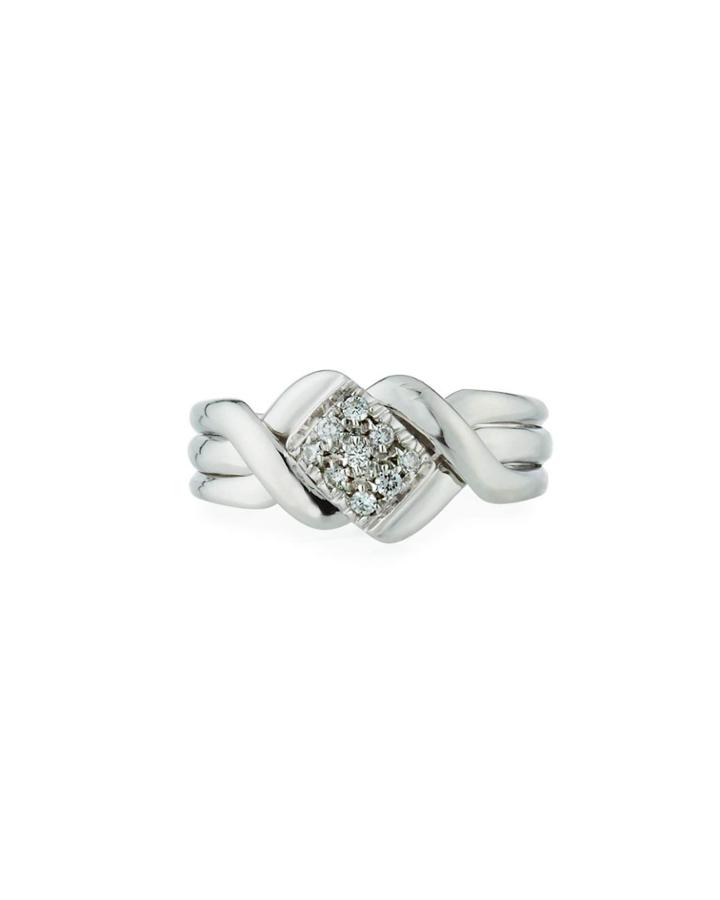 18k White Gold Braided Diamond Ring,