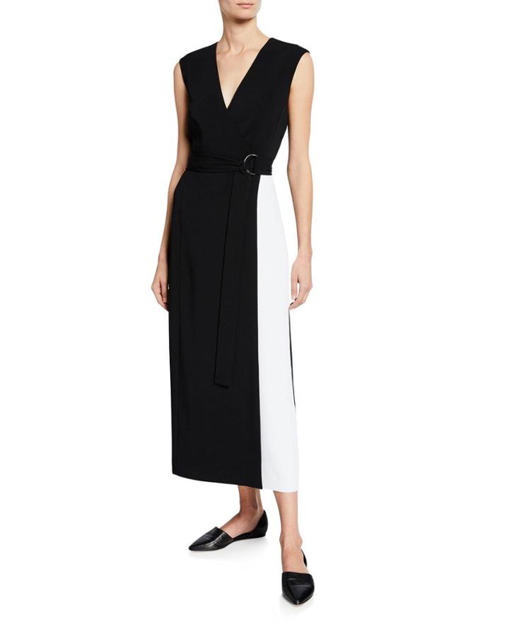 Cady Faux-wrap Colorblock Dress W/