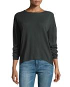Ribbed-back Dropped-sleeve Sweater, Forest