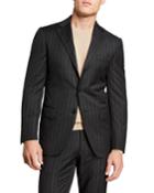 Men's Two-piece Pinstripe Notch-collar