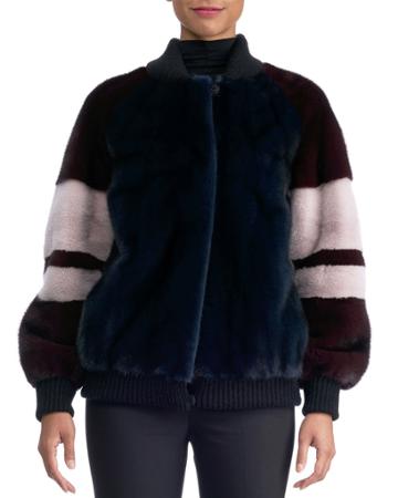 Colorblock Mink Fur Pullover