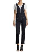 Slim-leg Fashion Overalls, Dark Blue