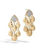 Classic Chain 18k Hammered Gold & Diamond Drop Earrings