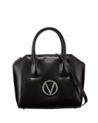 Minmi Smooth Leather Satchel Bag, Black