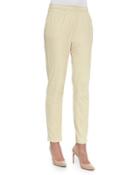 Lambskin Leather Track Pants W/ Piping