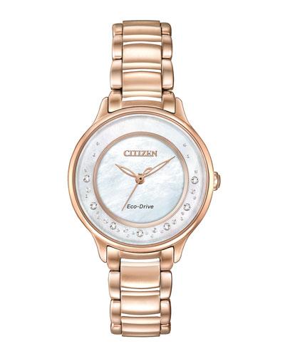 30mm Rose Golden Circle Of Time Diamond Bracelet Watch