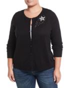 Star-sequin Button-front Cardigan,