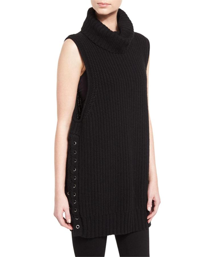 Cashmere-blend Lace-up Turtleneck Gilet
