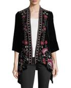 Emilia Embroidered Velvet Cardigan