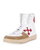 Men's 70s Leather & Suede High-top Sneakers, White/red