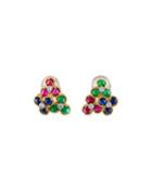 Estate 18k Yellow Gold Diamond/emerald/sapphire/ruby Earrings