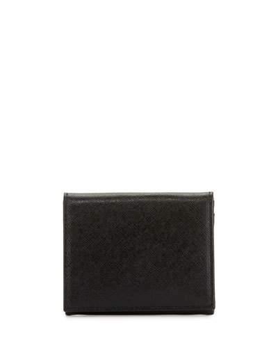 Crosshatched Leather Wallet, True Black