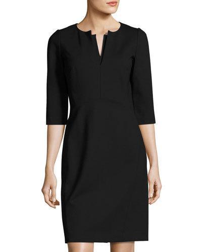 Zelina Half-sleeve Knit Dress, Black