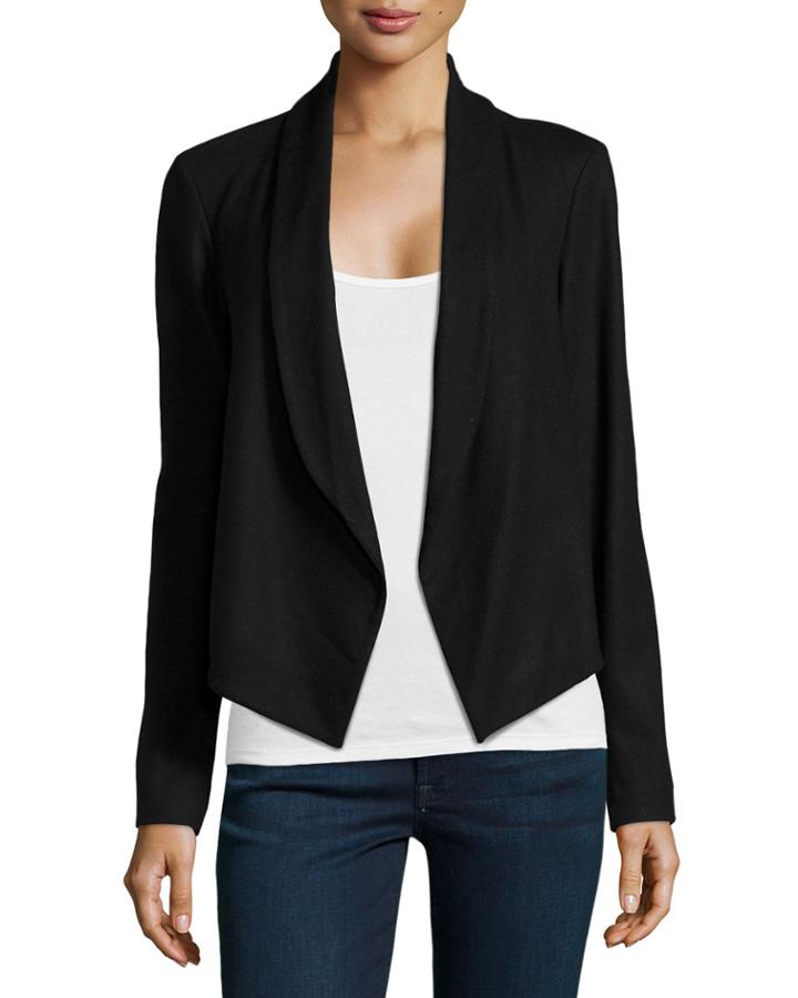 Theory Nove Open-front Cropped Blazer, Black -
