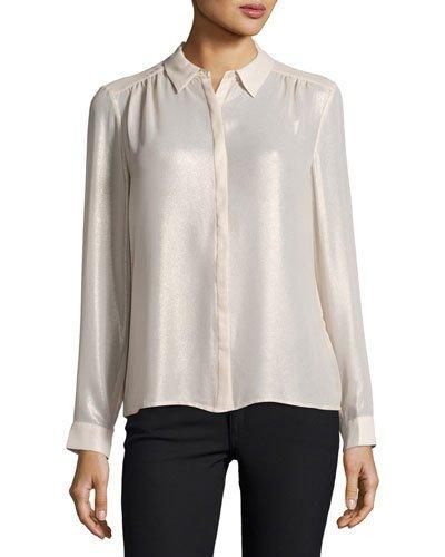 Washed-foil Button-down Top