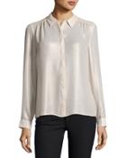Washed-foil Button-down Top