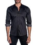 Men's Modern-fit Sateen Long-sleeve Shirt With Contrast Cuffs
