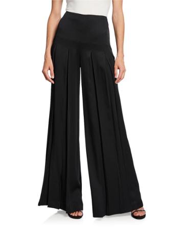 Jane Crepe Pleated Wide-leg Pants